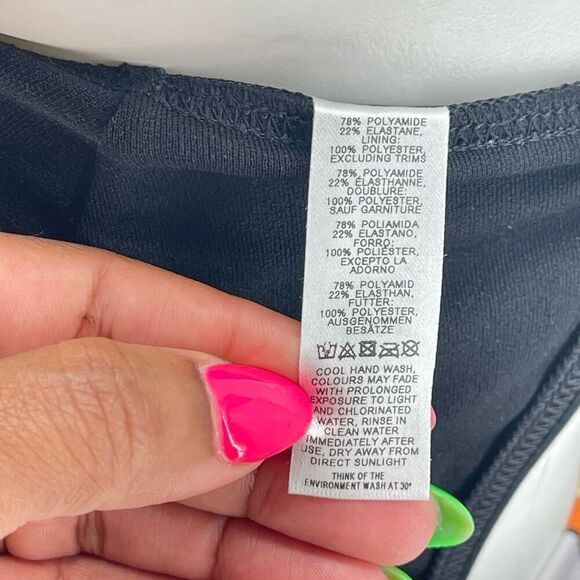 ASOS Swim Mix and Match High Waist Stripe Bottom with Black Bralette Top Size 8 - Picture 14 of 15